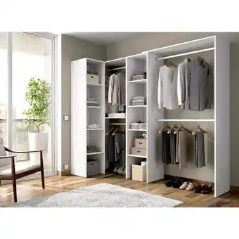 ManoMano Dmora - kleiderschrank dmagrin, struktur für begehbaren eckschrank, offene eckgarderobe, 228 x 79 x 187 cm, weiß Angebot