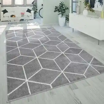 ManoMano Paco home wohnzimmer-teppich, kurzflor im skandi-stil mit rauten-muster, in grau 120x170 cm Angebot