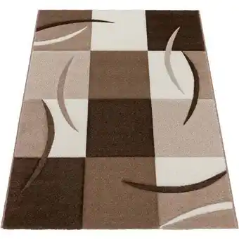 ManoMano Paco home designer teppich mit konturenschnitt karo muster braun beige 160x230 cm Angebot