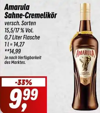 Simmel Amarula Sahne-Cremelikör 0,7 Liter Flasche Angebot