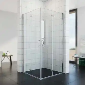 ManoMano Sonni duschkabine 80x80 eckeinstieg dusche 180°falttür duschabtrennung faltbar 6mm nano glas h:195cm Angebot