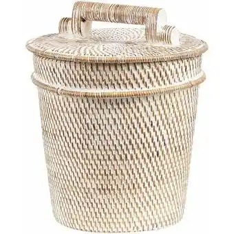 ManoMano Kleiner korb aus rattan mit deckel und griff 21 cm aufbewahrung weiß barumun Angebot