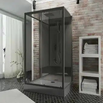 ManoMano Schulte komplettkabine bali, gleittür mit seitenwand, größe: 115 x 85 x 215 cm, profilfarbe: schwarzmatt, esg sicherheitsklas Angebot