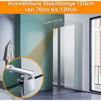 ManoMano Sonni walk in dusche duschwand duschabtrennung duschkabine 8mm nanobeschichtung esg glas 120x200cm klarglas mit ausziehbar st Angebot