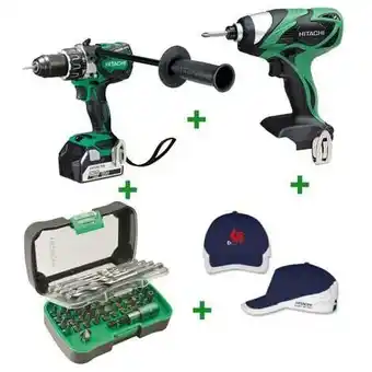 ManoMano 2er-set hitachi - hikoki bohrschrauber ds18 dbl2 5a + schlagschrauber wh 18dsal + bohr- und schrauberset + euro 2016 cap - xx Angebot