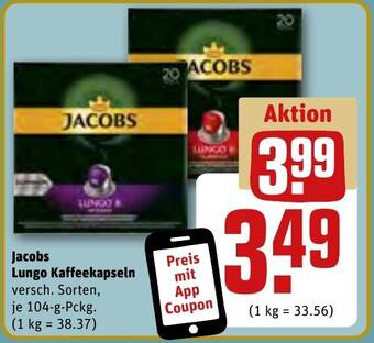 REWE Jacobs Lungo Kaffeekapseln 104 g Pckg. Angebot