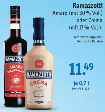 Gefako Ramazzotti Amaro oder Crema 0,7 L Angebot