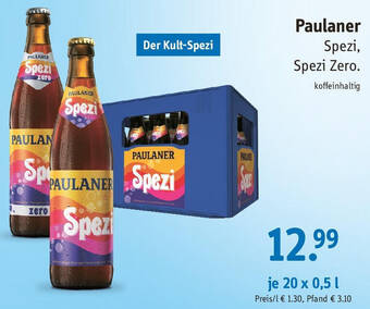 Gefako Paulaner Spezi, Spezi Zero 20x0,5 L Angebot