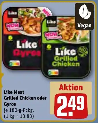 REWE Like Meat Grilled Chicken oder Gyros 180 g Pckg. Angebot