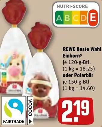 REWE REWE Beste Wahl Einhorn 120 g oder Polarbär 150 g Btl. Angebot