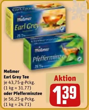 REWE Meßmer Earl Grey Tee 43,75-g oder Pfefferminztee 56,25 g Pckg. Angebot