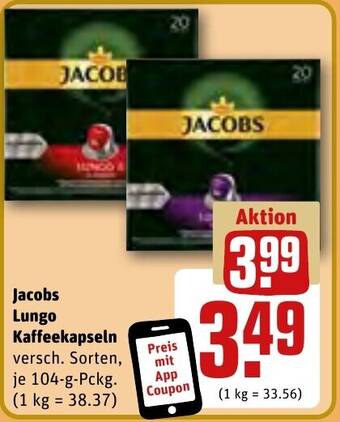REWE Jacobs Lungo Kaffeekapseln 104 g Pckg. Angebot