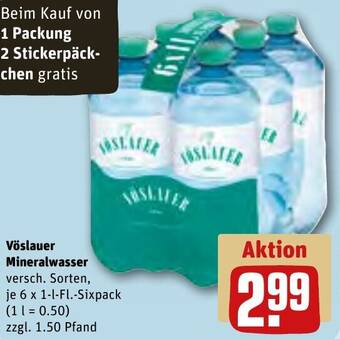 REWE Vöslauer Mineralwasser 6 x 1-l-Fl. Sixpack Angebot