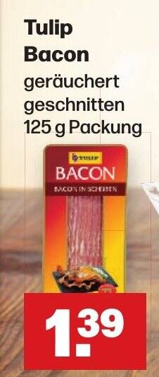 Handelshof Tulip Bacon geräuchert geschnitten 125 g Packung Angebot