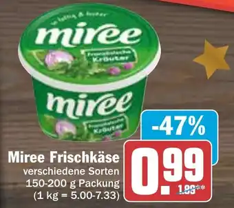 Hit Miree Frischkäse 150-200 g Packung Angebot