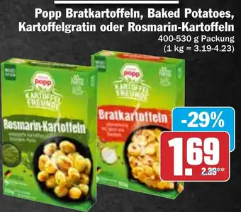 Hit Popp Bratkartoffeln, Baked Potatoes, Kartoffelgratin oder Rosmarin-Kartoffeln 400-530 g Packung Angebot