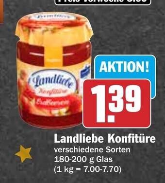 Hit Landliebe Konfitüre 180-200 g Glas Angebot