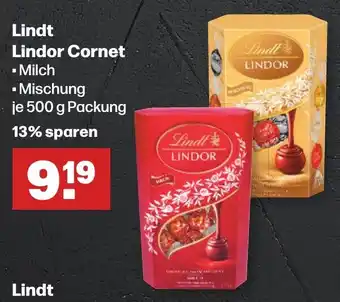 Handelshof Lindt Lindor Cornet ▪ Milch ▪ Mischung je 500 g Packung Angebot