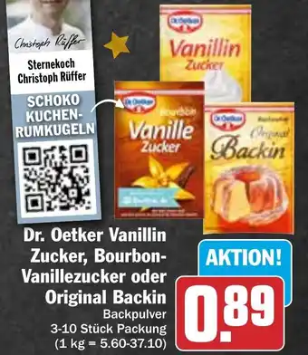 HIT Dr. Oetker Vanillin Zucker, Bourbon-Vanillezucker oder Original Backin Angebot