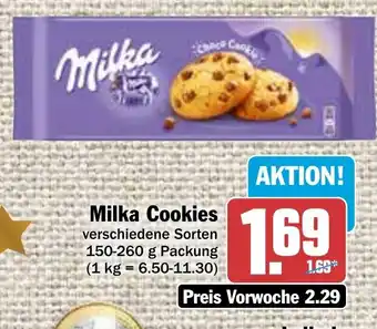 Hit Milka Cookies 150-260 g Packung Angebot