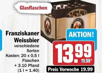 Hit Franziskaner Weissbier 20 x 0,5 1 Flaschen Angebot