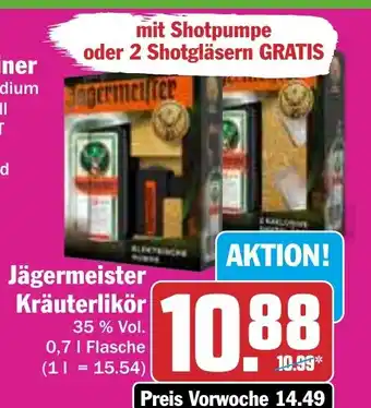 Hit Jägermeister Kräuterlikör 0,7 l Flasche Angebot