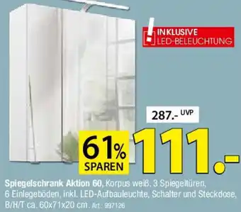 Zurbrüggen Spiegelschrank Aktion 60 Angebot