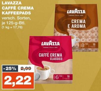 mein real LAVAZZA CAFFÈ CREMA KAFFEEPADS 125 g Btl. Angebot