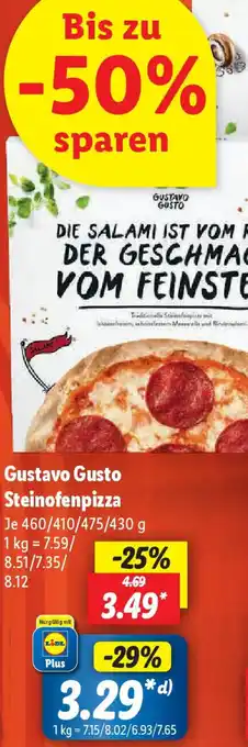 Lidl Gustavo Gusto Steinofenpizza 460/410/475/430 g Angebot