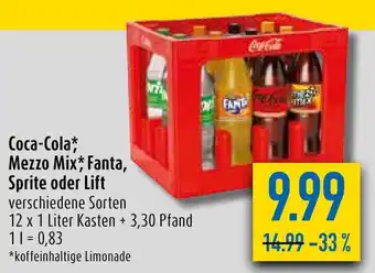 diska Coca-Cola, Mezzo Mix, Fanta, Sprite oder Lift 12*1L Angebot