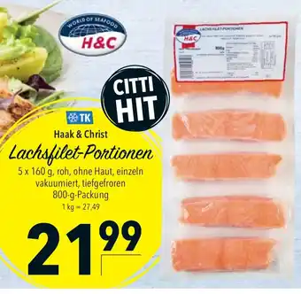 CITTI Markt Haak & Christ Lachsfilet-Portionen 5 x 160 g Angebot