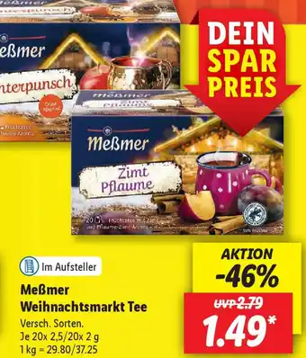 Lidl Meßmer Weihnachtsmarkt Tee 20 x 2,5/20 x 2 g Angebot