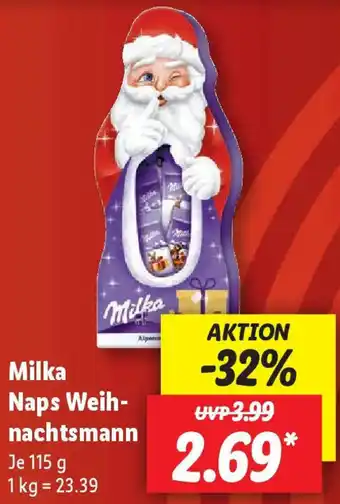 Lidl Milka Naps Weihnachtsmann 115 g Angebot