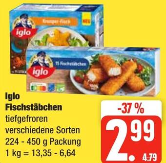 Edeka Frischemarkt Iglo Fischstäbchen 224 - 450 g Packung Angebot