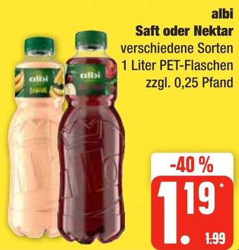 Edeka Frischemarkt albi Saft oder Nektar 1 Liter PET-Flaschen Angebot
