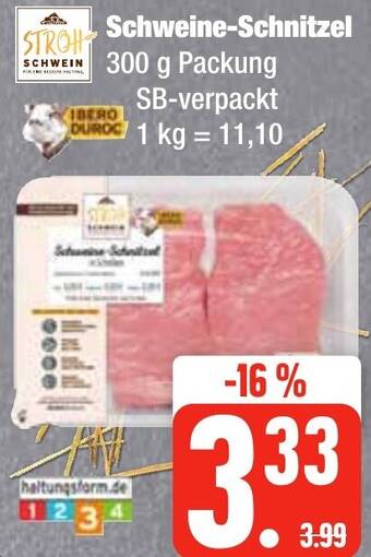 Edeka Frischemarkt Gutfleisch Stroh Schwein Schweine-Schnitzel 300 g Packung Angebot