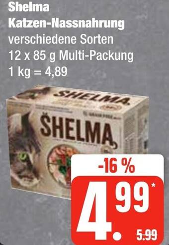 Edeka Frischemarkt Shelma Katzen-Nassnahrung 12 x 85 g Multi-Packung Angebot