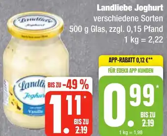 Edeka Frischemarkt Landliebe Joghurt 500 g Glas Angebot