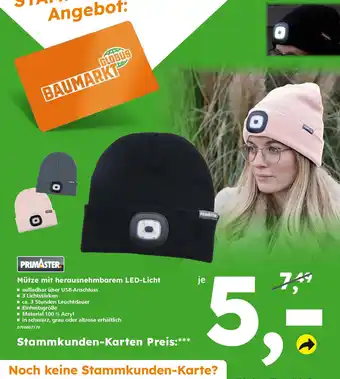 Globus Baumarkt PRIMASTER Mütze mit herausnehmbarem LED-Licht Angebot