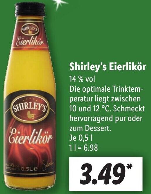 Shirley's Eierlikör 0,5 L Angebot bei Lidl