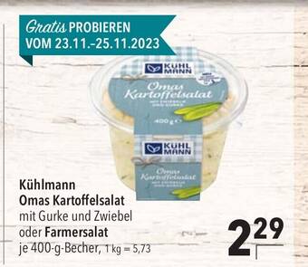 CITTI Markt Kühlmann Omas Kartoffelsalat mit Gurke und Zwiebel oder Farmersalat je 400-g Angebot