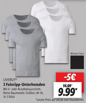 Lidl LIVERGY 3 Feinripp-Unterhemden Angebot