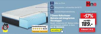 Lidl 7-Zonen-Kaltschaum- Matratze mit integriertem Viscotopper Angebot