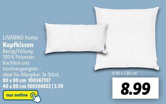 Lidl LIVARNO home Kopfkissen B 80 x L 80 cm Angebot