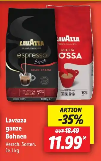 Lidl Lavazza ganze Bohnen 1 kg Angebot