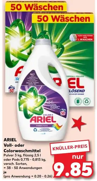 Kaufland ARIEL Voll- oder Colorwaschmittel 38-50 Anwendungen Angebot