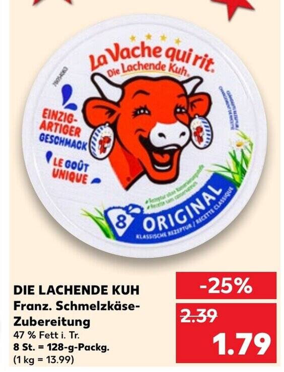 DIE LACHENDE KUH Franz. SchmelzkäseZubereitung 128 g Packg. Angebot bei Kaufland