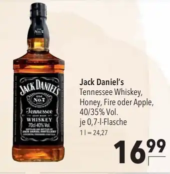 CITTI Markt Jack Daniel's Tennessee Whiskey, Honey, Fire oder Apple, 40/35% Vol. 700ml Angebot