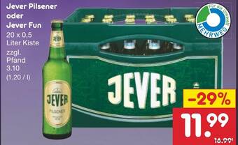 Netto Marken-Discount Jever Pilsener oder Jever Fun 20 x 0,5 Liter Kiste Angebot