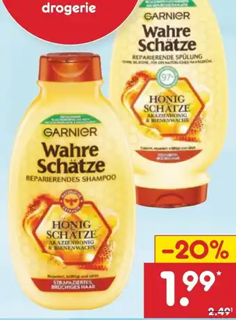 Netto Marken-Discount Garnier Wahre Schätze Shampoo oder Spülung 200-250 ml Angebot